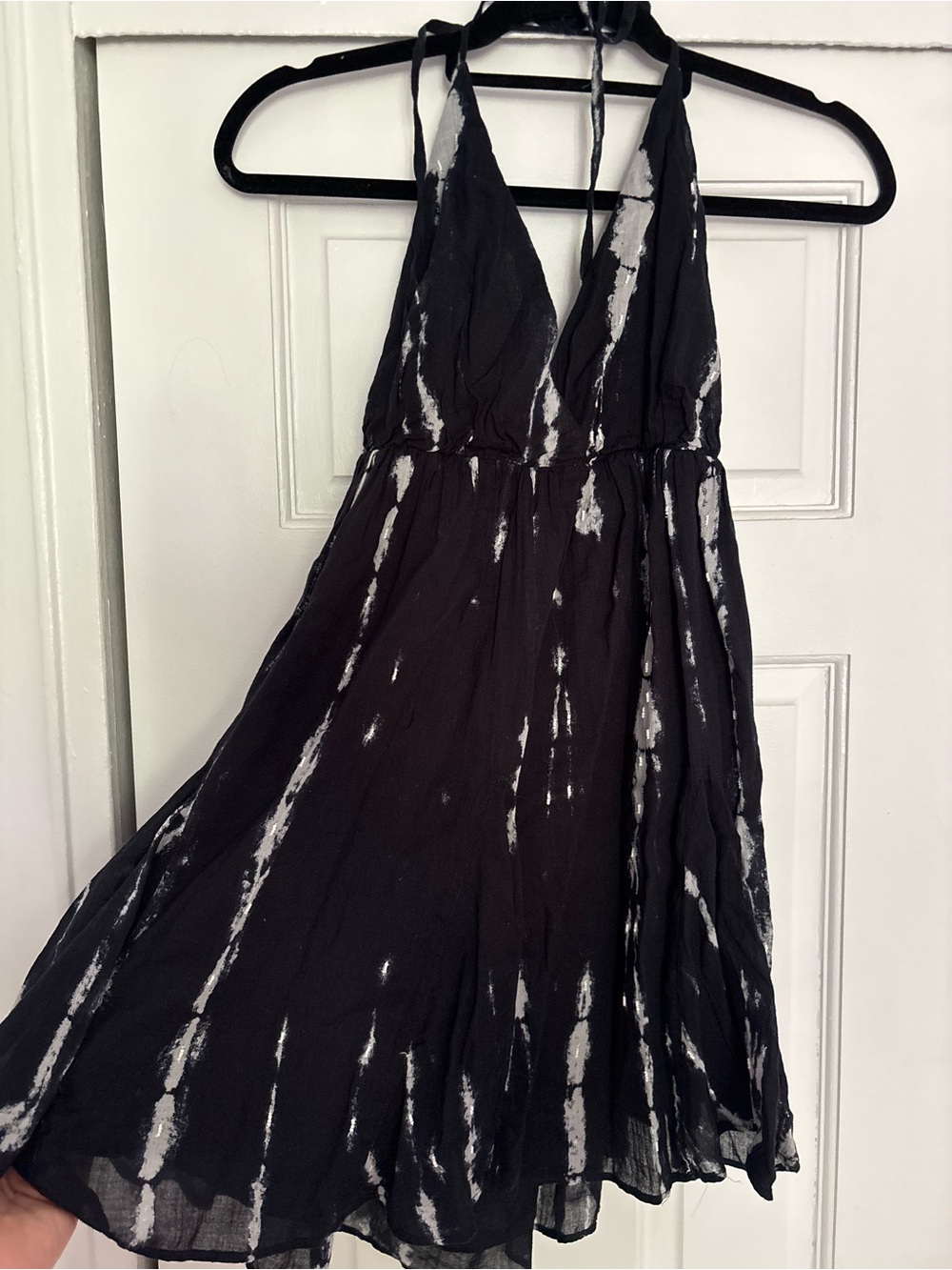 Zara Black & White Halter Tie-Dye Summer Dress